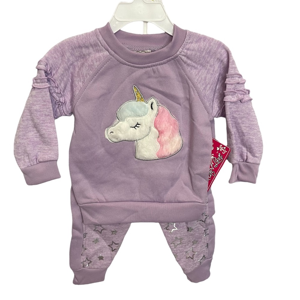 Real Love 2pc Sweatsuit Unicorn Purple NWT  24 month.